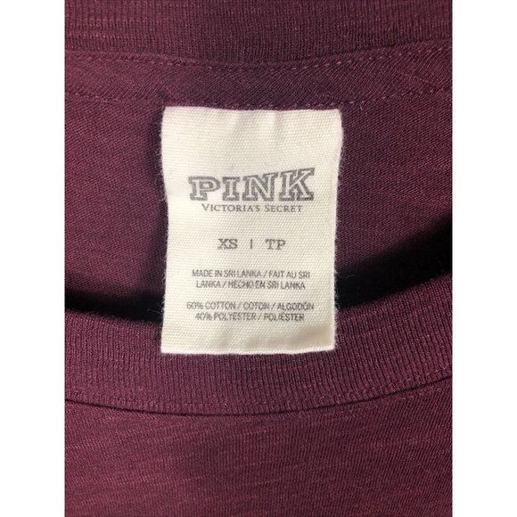 Pink Victoria Secret Shirt Women’s Long Sleeve Burgundy - Picture 2 of 8